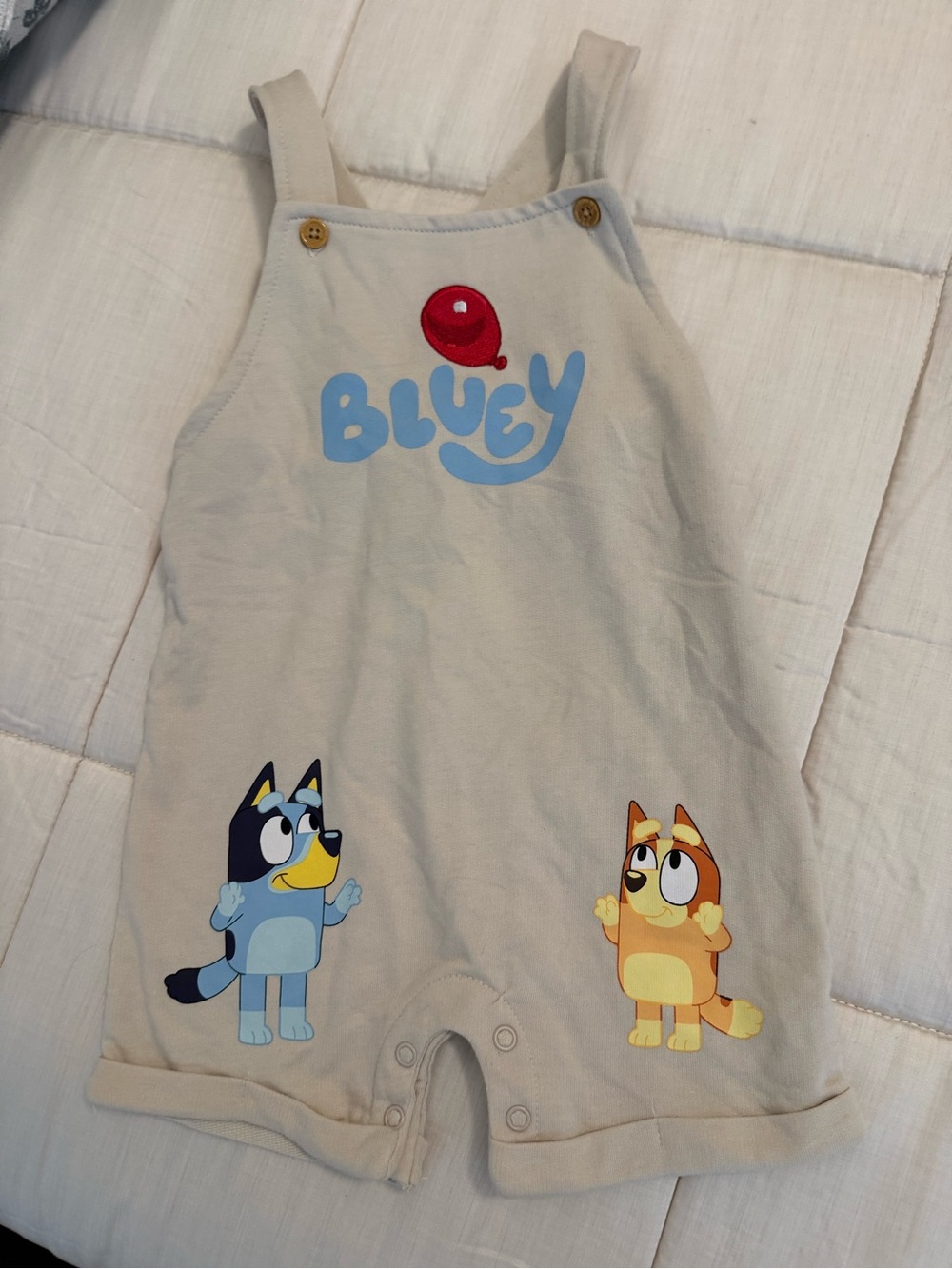 Bluey Graphic Cotton Romper in Beige